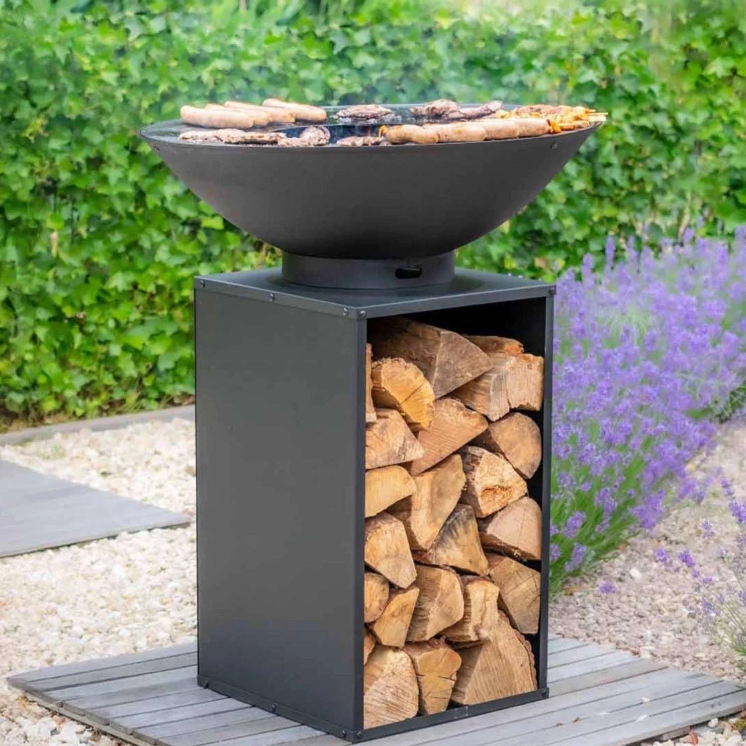 Onyx Fire Bowl w/ Grill and Log Storage - Ø60
