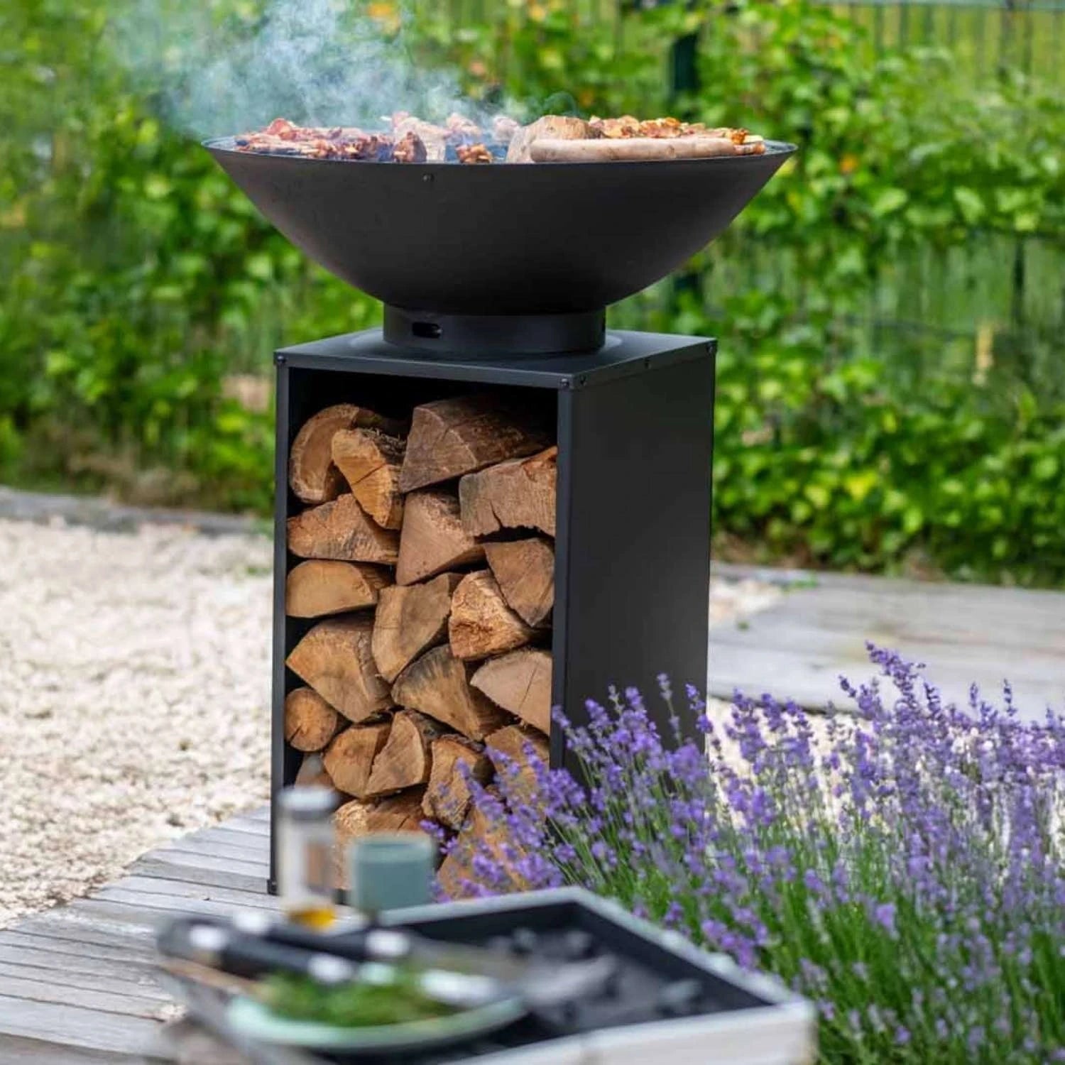 Onyx Fire Bowl w/ Grill and Log Storage - Ø60
