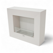 MILANO bioethanol fireplace in Cream White – freestanding with glass