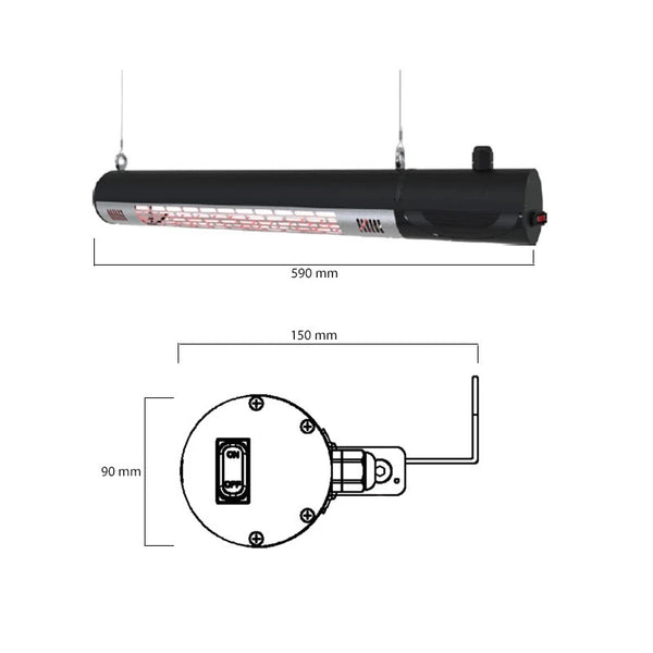 Aquecedor de Exterior de Parede 1500 W com Controlo Remoto