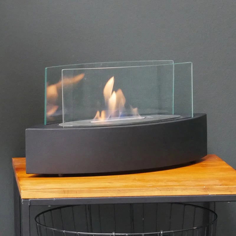 Lareira a Bioetanol de Mesa em Forma Oval - Preto