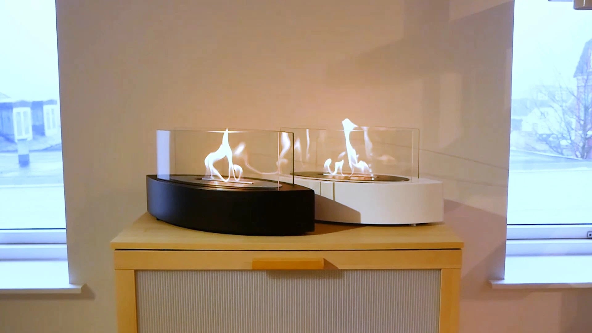 Lareira a Bioetanol de Mesa em Forma Oval - Branco