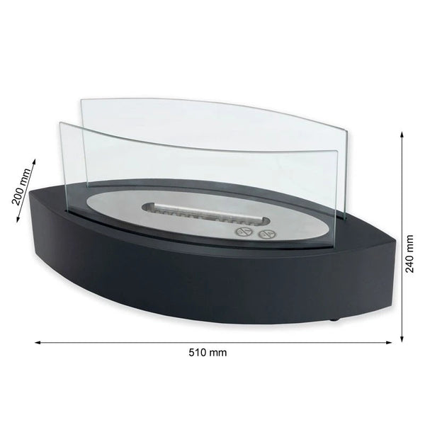 Lareira a Bioetanol de Mesa em Forma Oval - Preto
