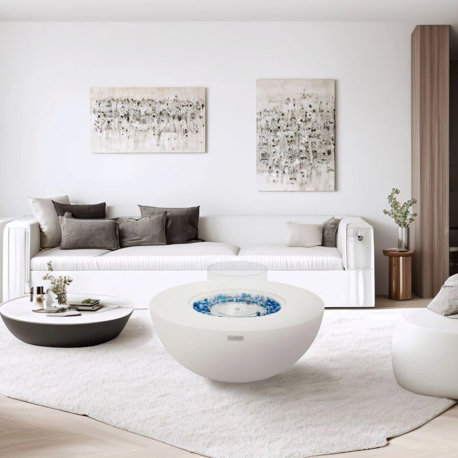 ROCA Bioethanol Fire Pit – Cream White