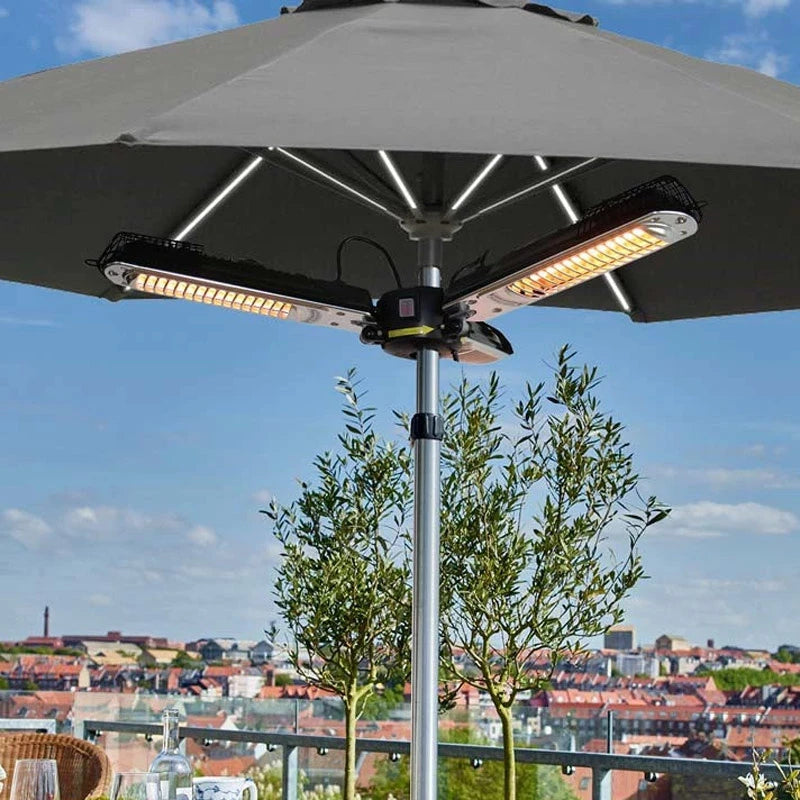 Parasol mounted electric patio heater