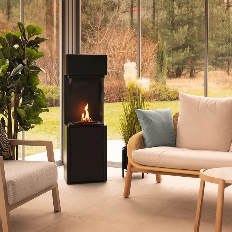 Planika Arcticon Black - Free-standing remote controlled Burning Ethanol Vapors bioethanol fireplace