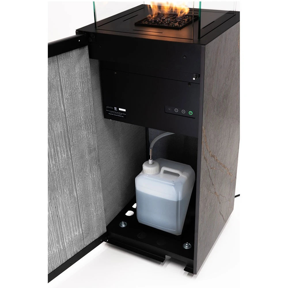 Planika Porto Laurent bioethanol fireplace with Dekton marble finish