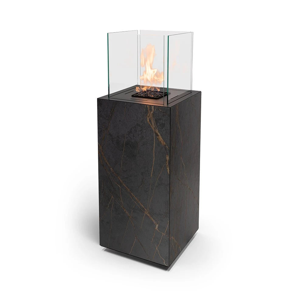 Planika Porto Laurent bioethanol fireplace with Dekton marble finish