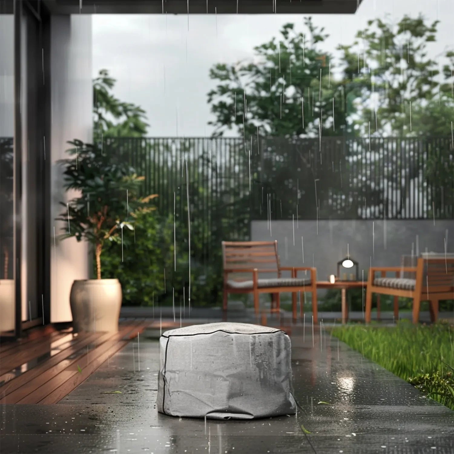 Planika Moon black freestanding outdoor gas fire table with ceramic marble finish tabletop