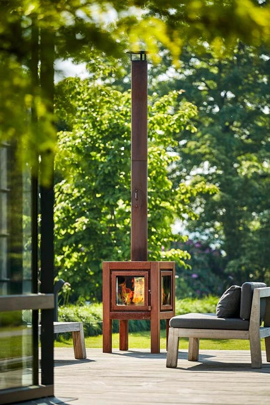 Quaruba L Rusty Steel Garden Fireplace