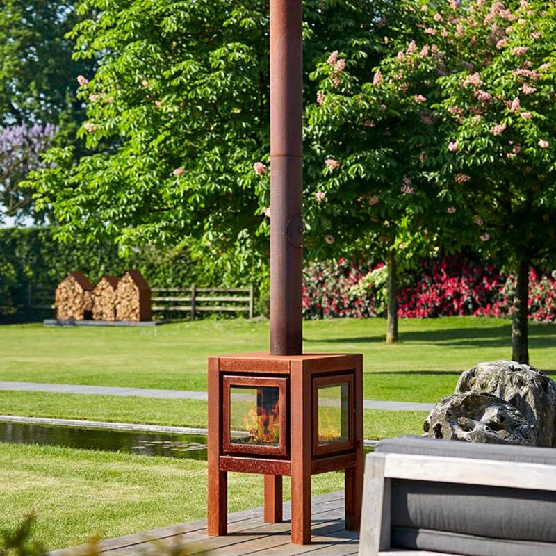 Quaruba L Rusty Steel Garden Fireplace