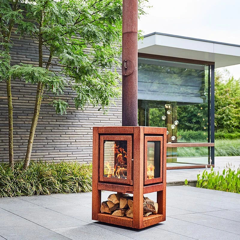 Quaruba XL Mobile rusted steel garden fireplace