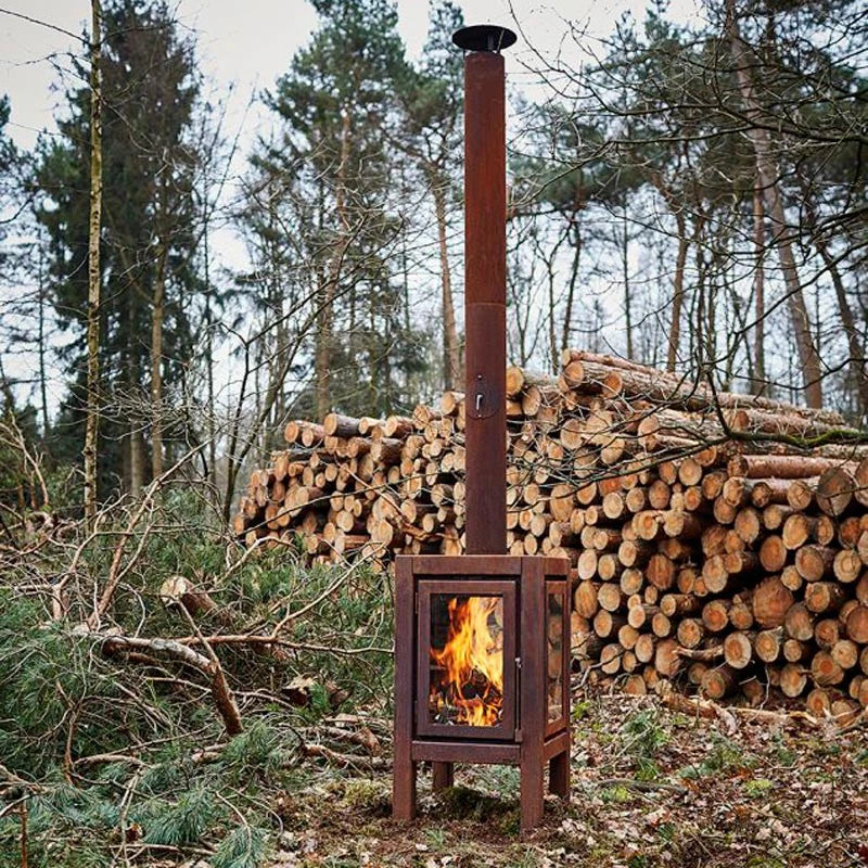 Quaruba XXL rusted steel garden fireplace
