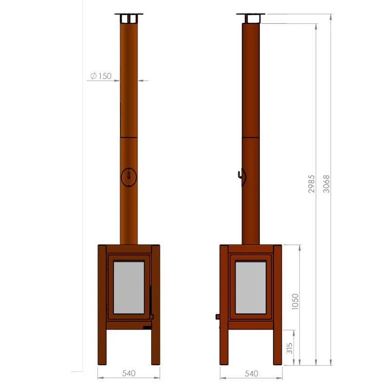 Quaruba XXL rusted steel garden fireplace
