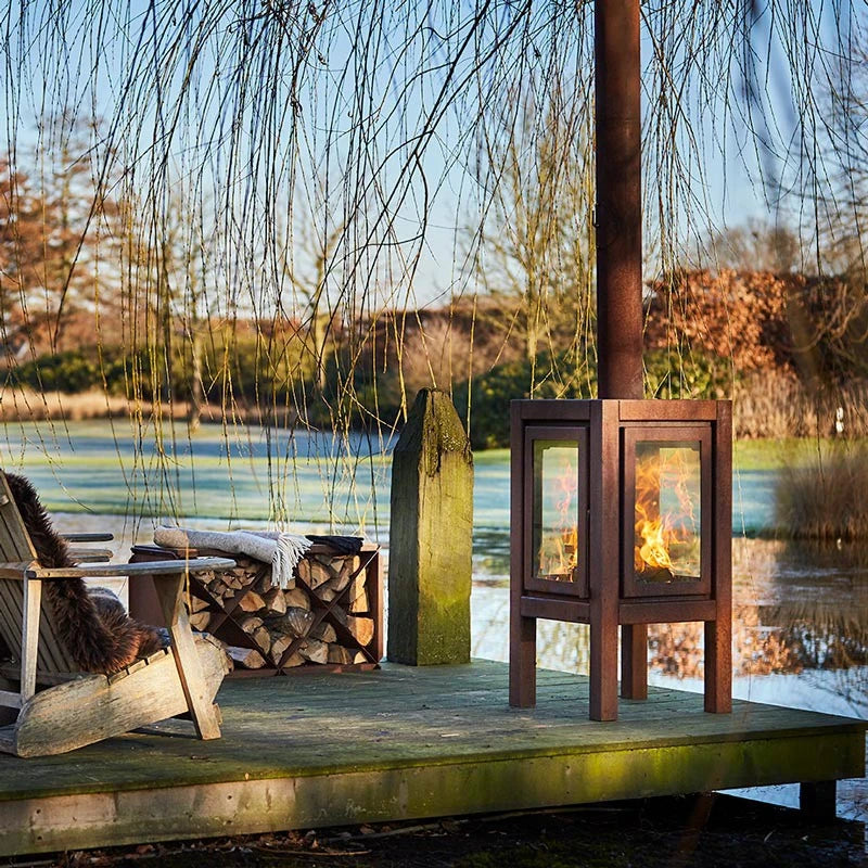 Quaruba XXL rusted steel garden fireplace