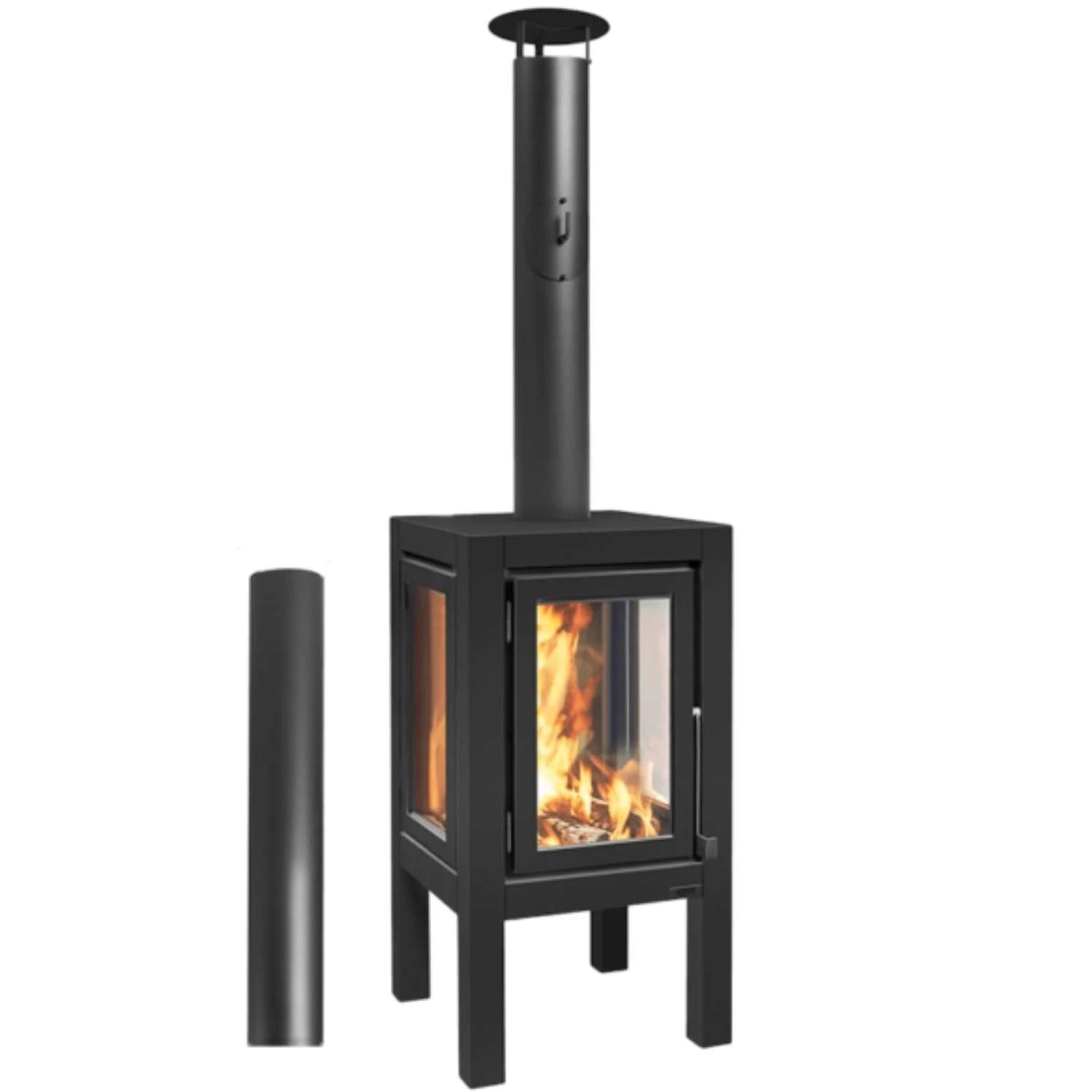 Quaruba XXL Outdoor Fireplace in black, providing warmth and stylish design for expansive outdoor spaces like gardens and patios