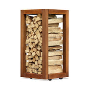 Quarubox Log Storage, a sleek and durable solution for storing firewood in outdoor spaces like gardens and patios.