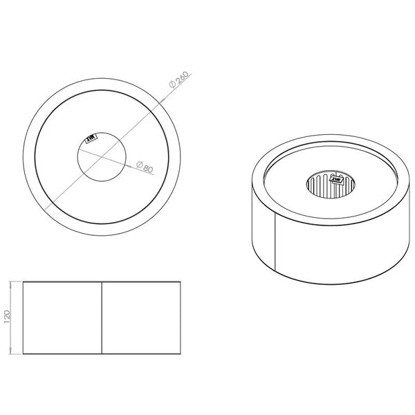 Inserção Queimador de Bioetanol Redondo - 26 cm