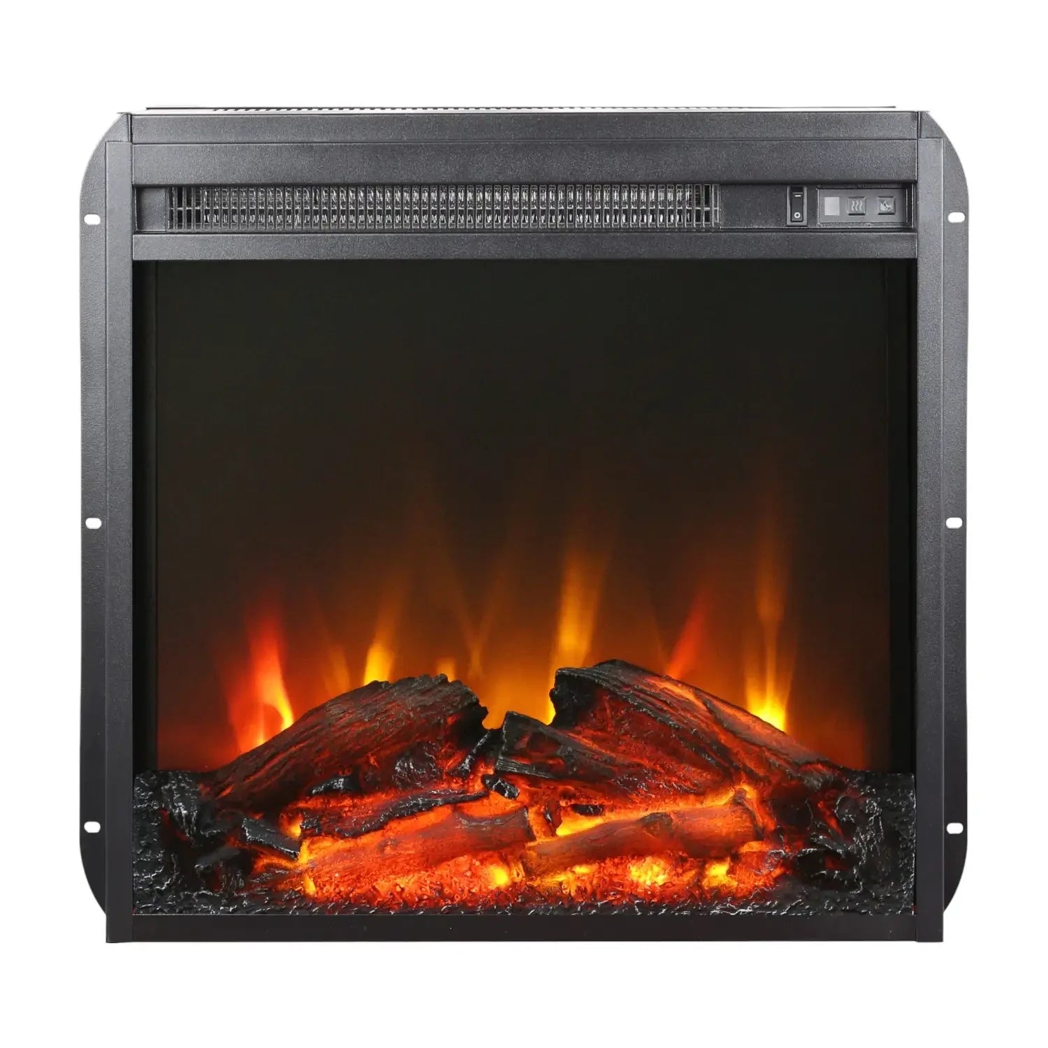 Eldur 18 inch black electric fireplace insert with LED flame effect and heater from ScandiFlames Electric
