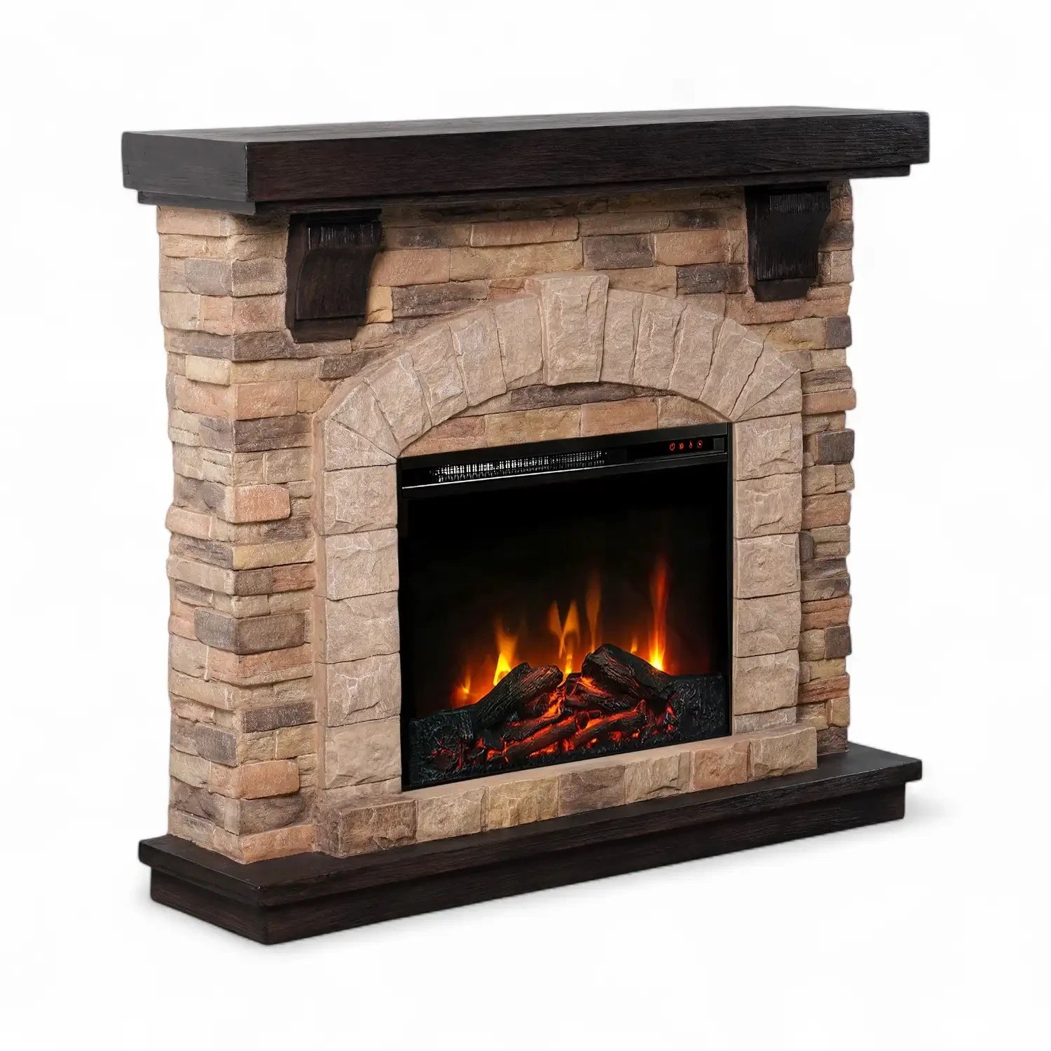 Eira Electric Fireplace – Freestanding Mantel in Classic Stone Design