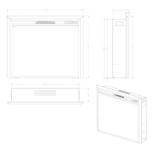 Pyrope Electric Fireplace Insert - 77 cm