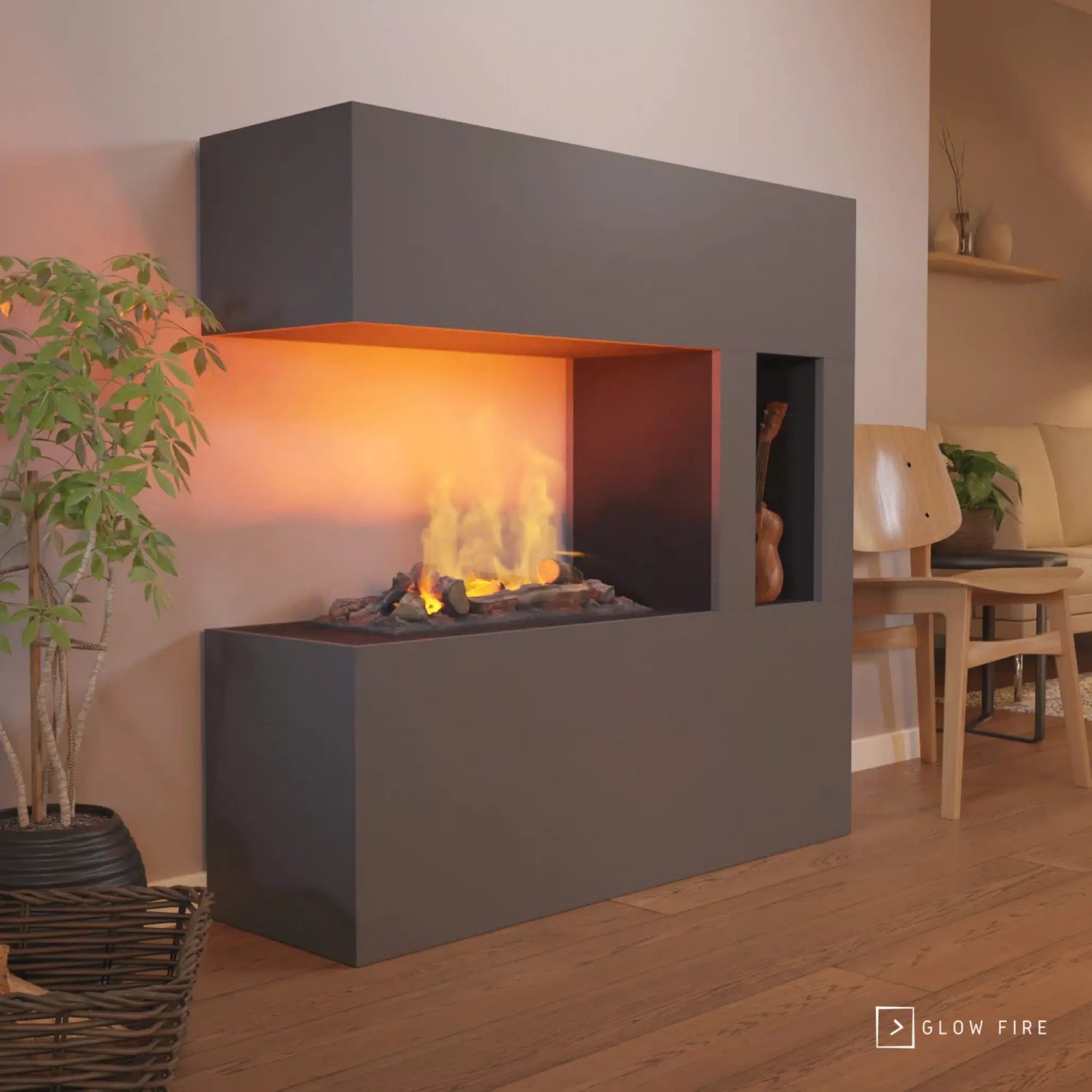Schiller Pocket Grey - OMC 600 | Freestanding Water Vapour Fireplace