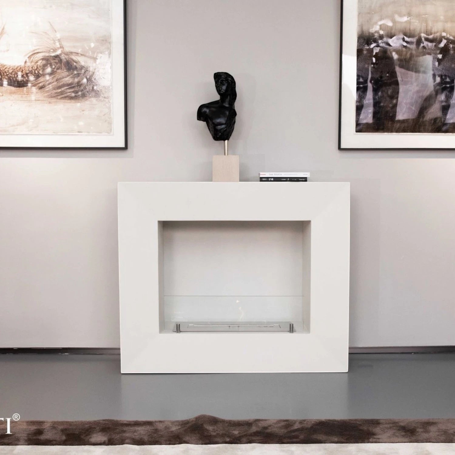 MILANO bioethanol fireplace in Cream White – freestanding with glass
