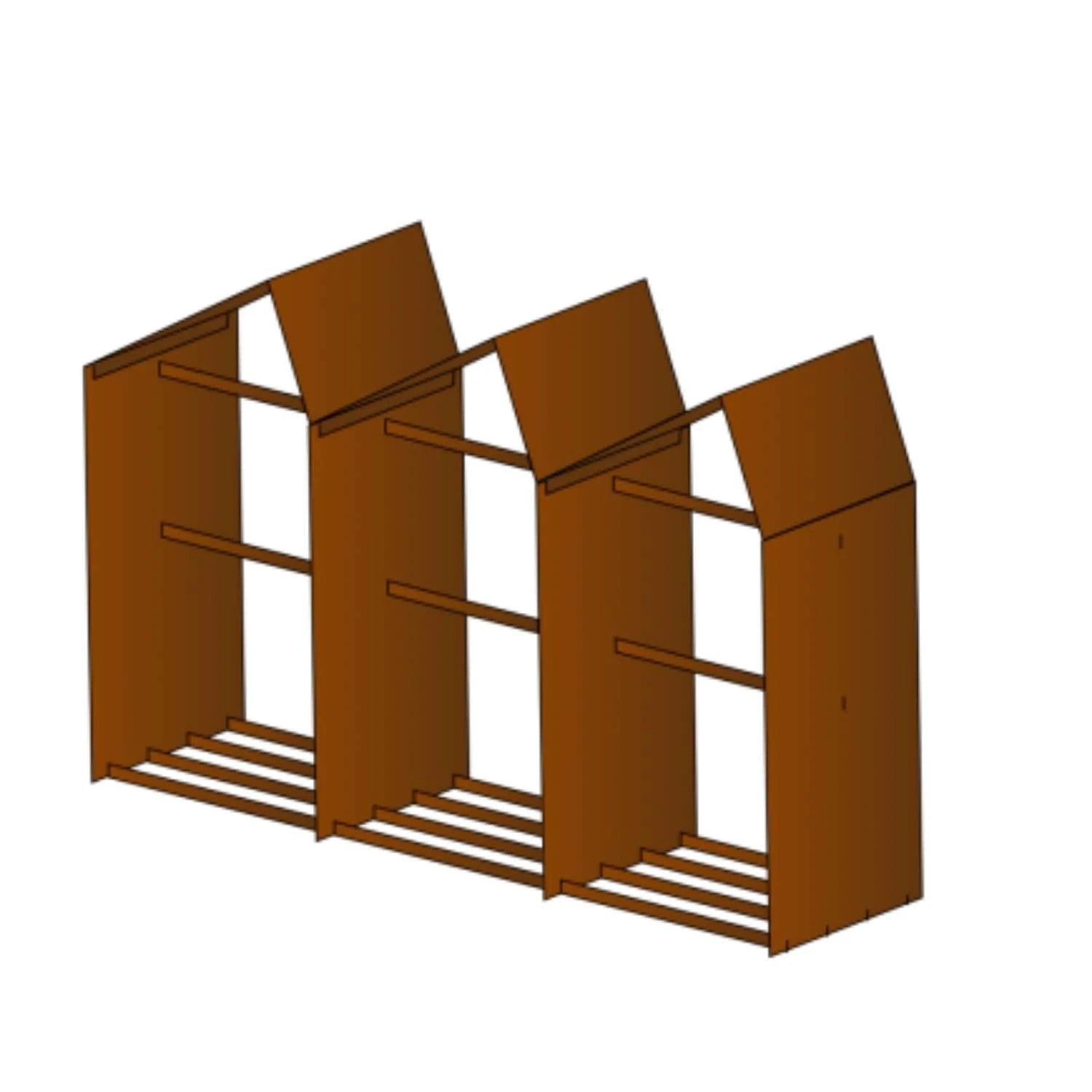 Sheddak 3 Houses Log Storage, a practical and sturdy solution for storing firewood in outdoor spaces like gardens and patios.
