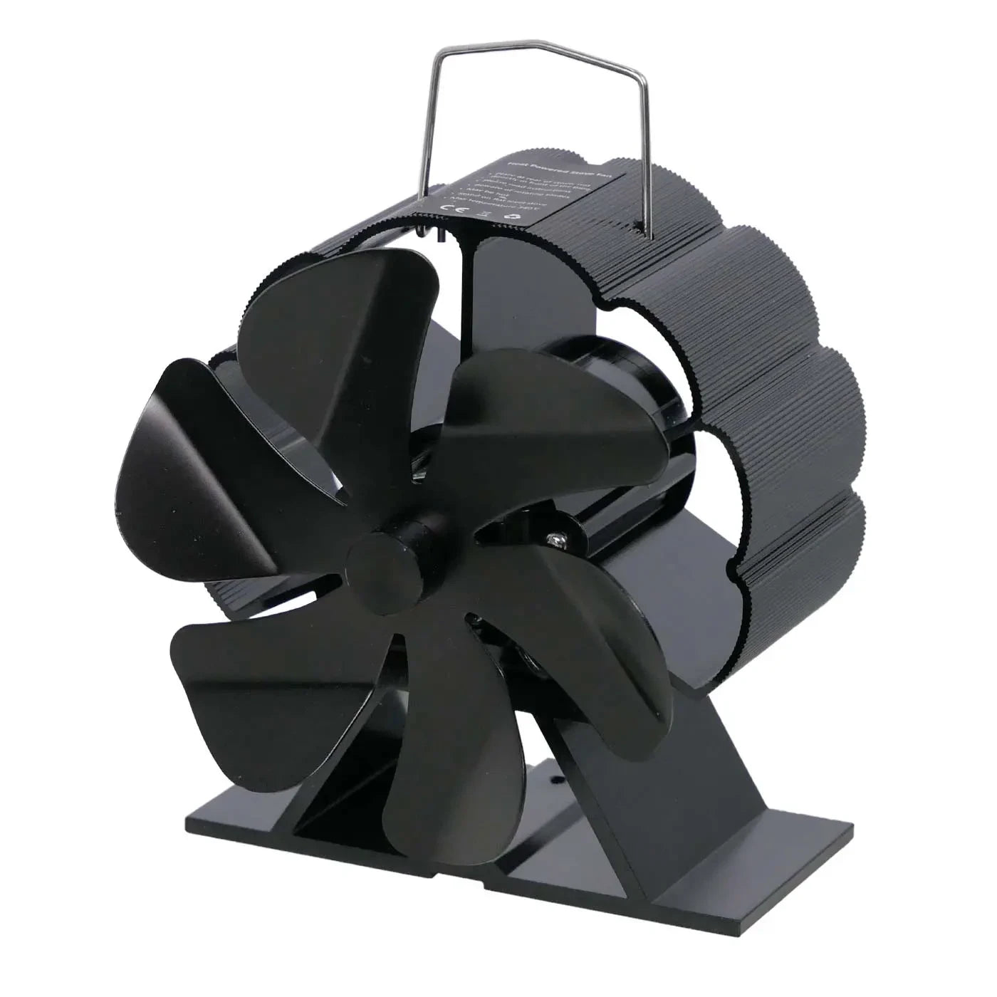 Black Heat-Powered Stove Fan – 6 Blades | Steel