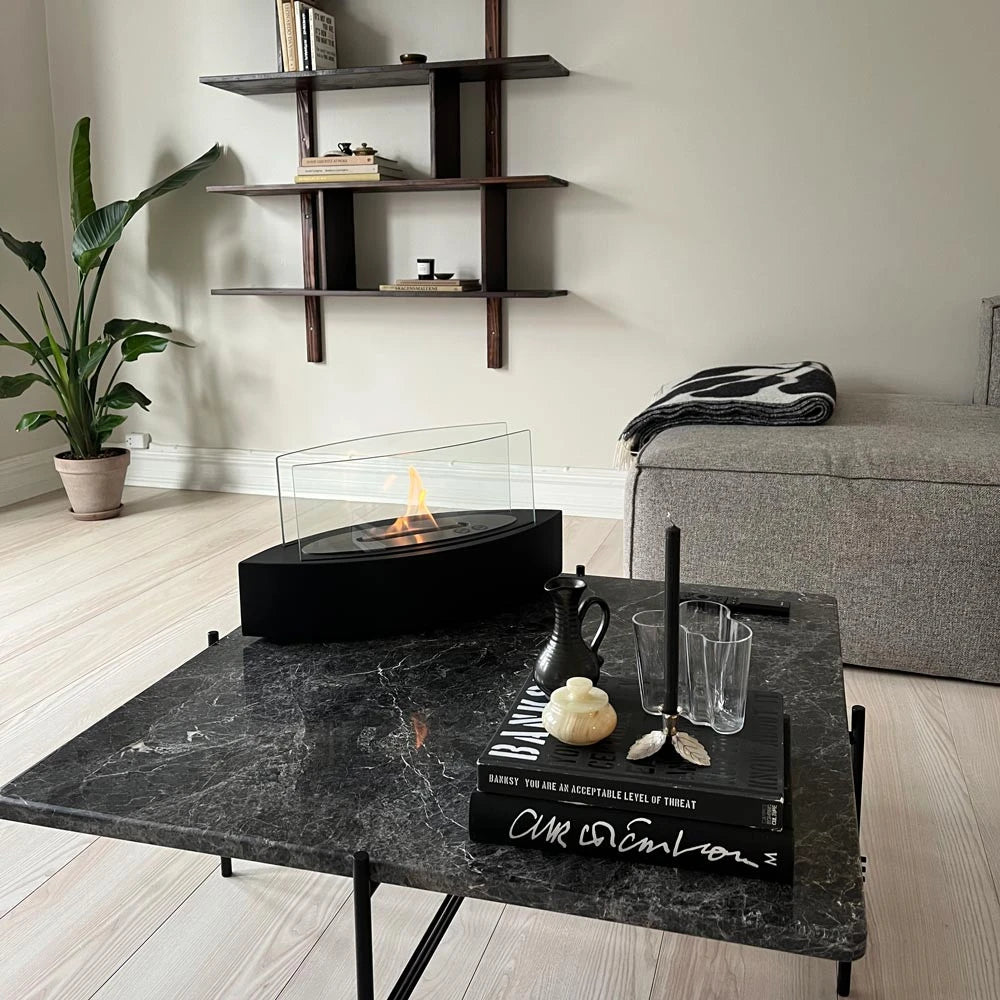 Lareira a Bioetanol de Mesa em Forma Oval - Preto