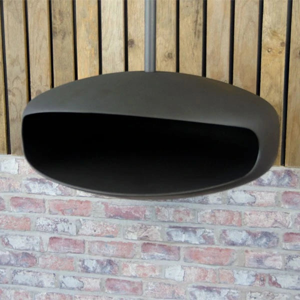 Black UFO-60 Hein & Haugaard handcrafted ceiling-mounted fireplace