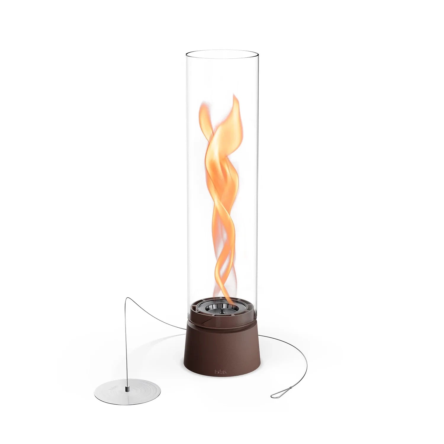 Höfats SPIN Air 1200 - Oxyde Red Tabletop Fireplace with Tall Cylindrical Glass