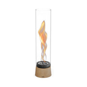 Höfats SPIN Air 900 Oak Wood Table Fireplace with Tall Cylindrical Glass
