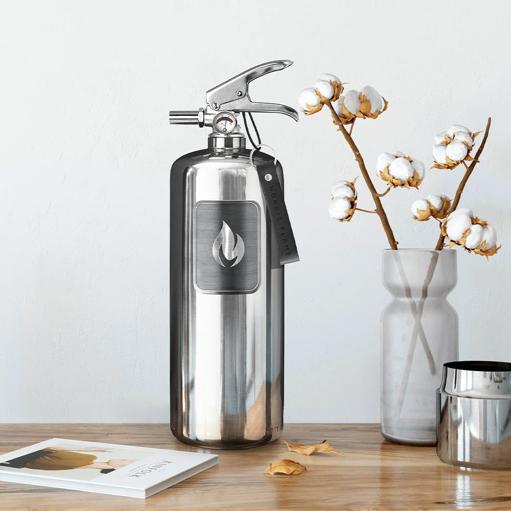 Steel Fire Extinguisher 2 kg - Polished Steel