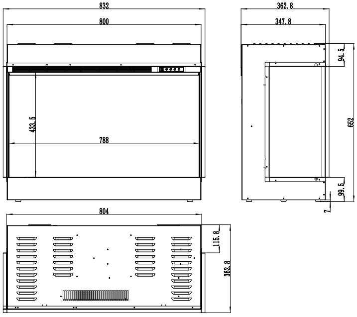 Superb 3D 80 cm Built-In Electric Fireplace