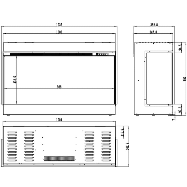 Superb 3D 100 cm Built-In Electric Fireplace