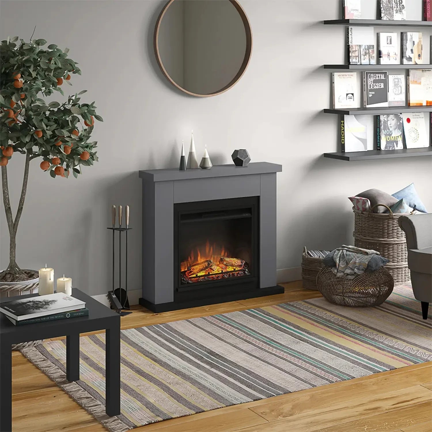 Frode Electric Fireplace - Grey