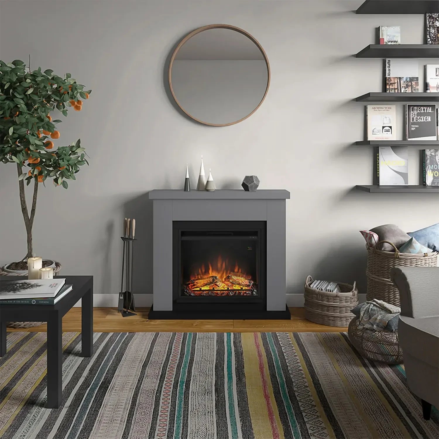 Frode Electric Fireplace - Grey
