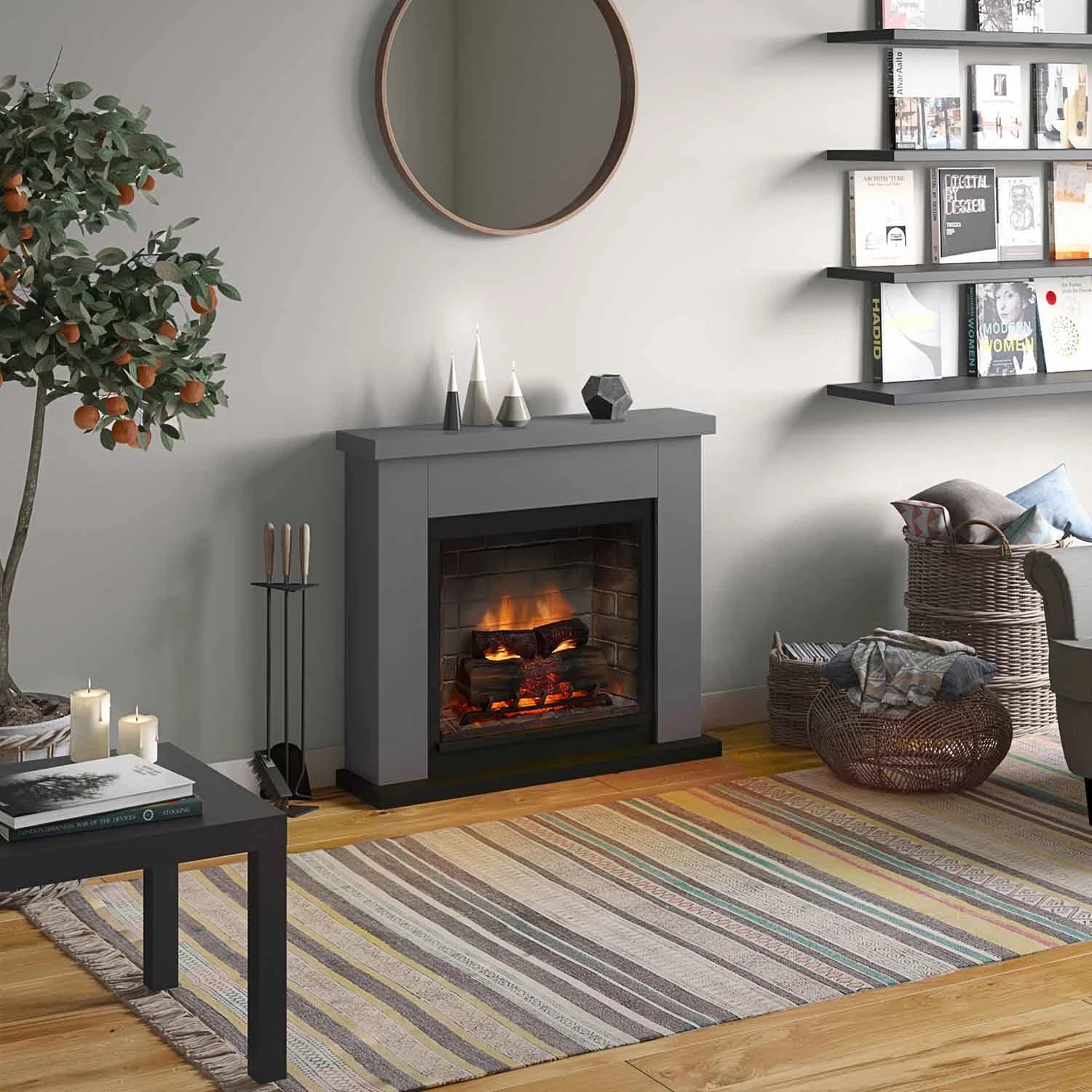 Frode Electric Fireplace - Grey