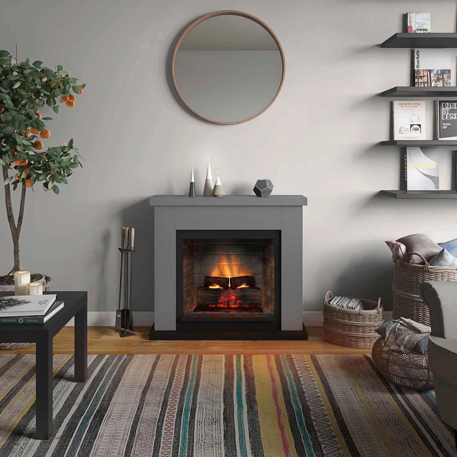 Frode Electric Fireplace - Grey