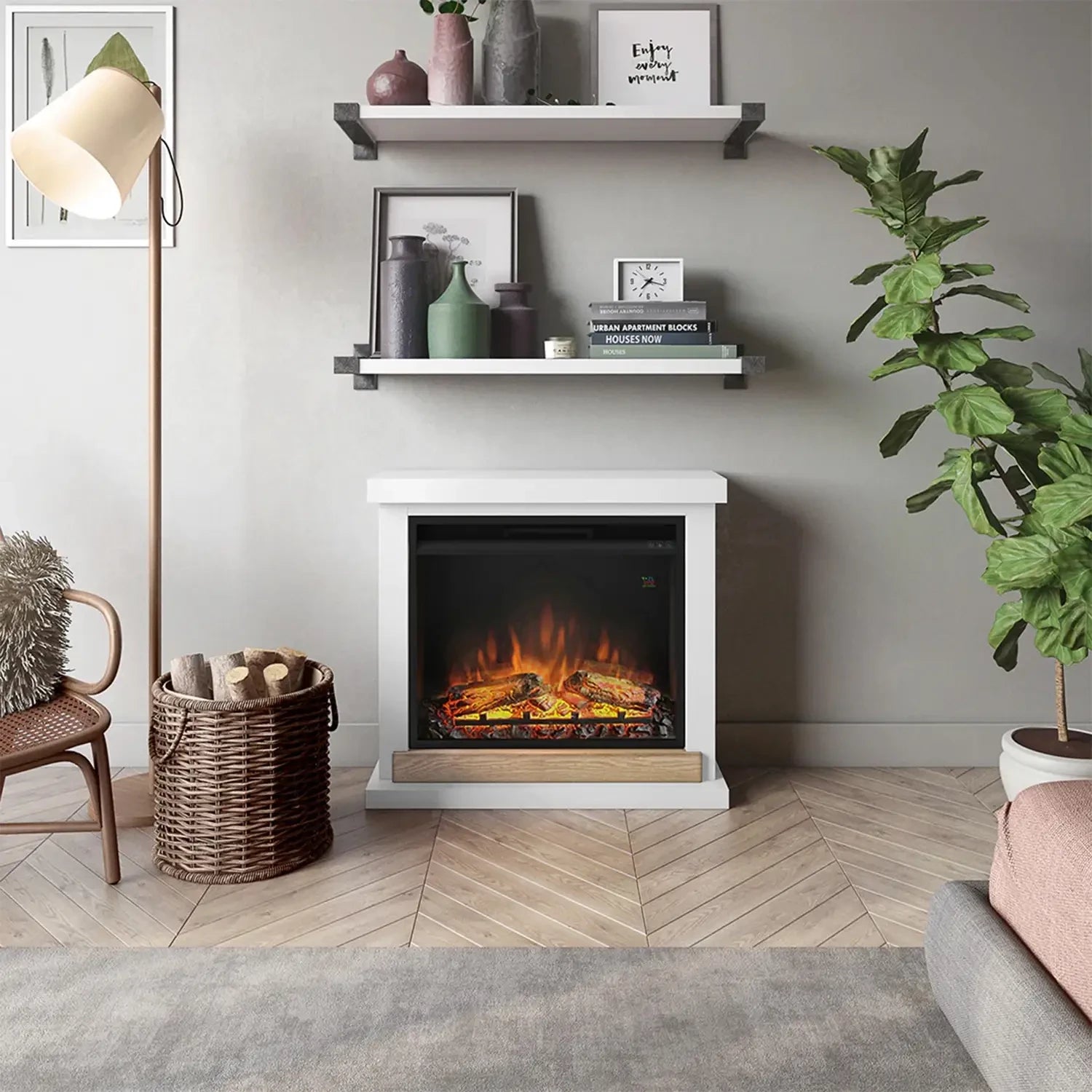 Hagen Electric Fireplace - White