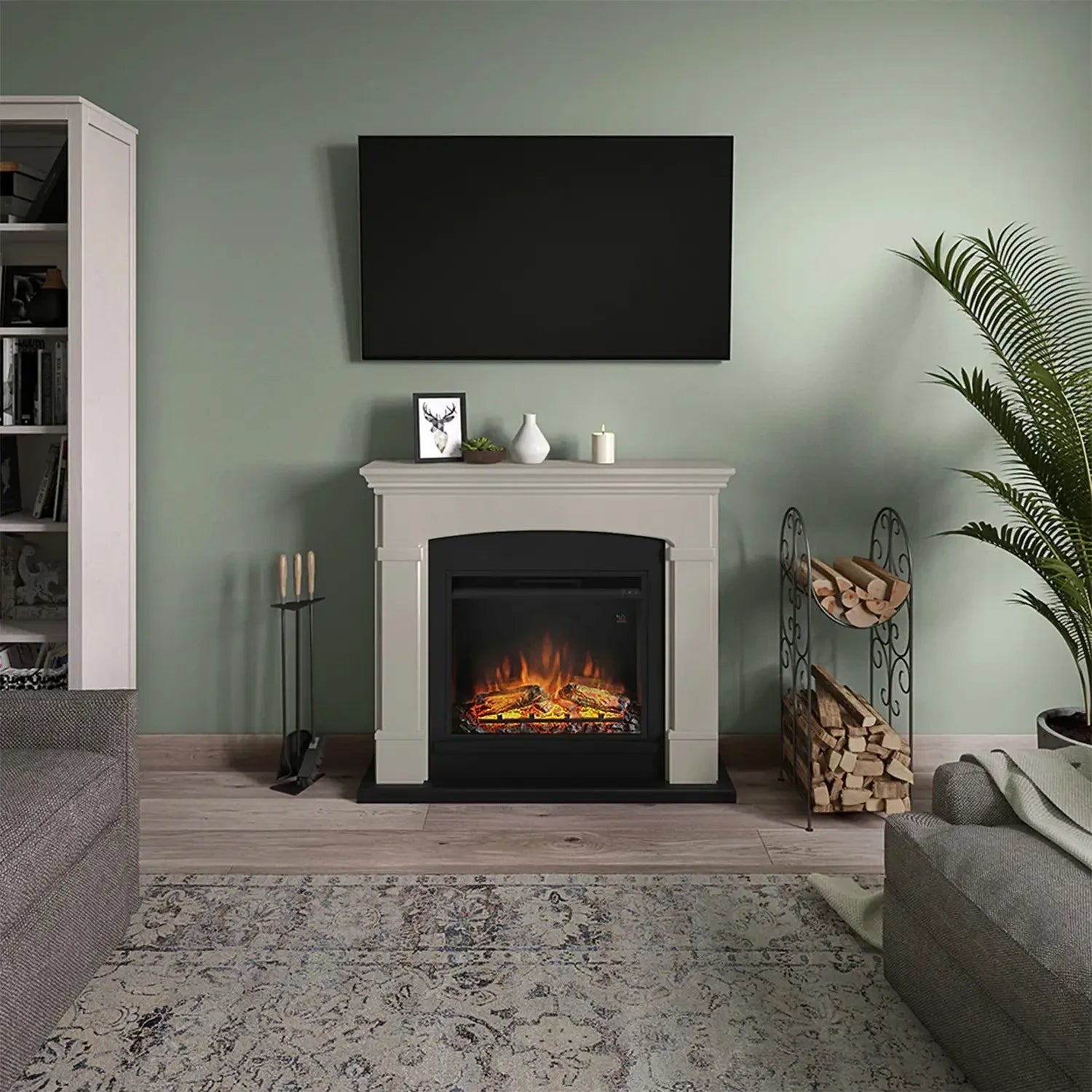 Helmi Electric Fireplace - Beige
