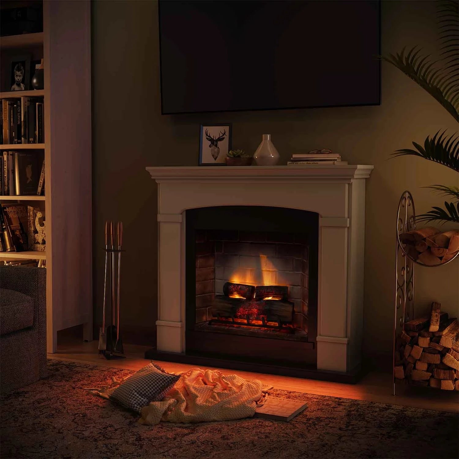 Helmi Electric Fireplace - Beige