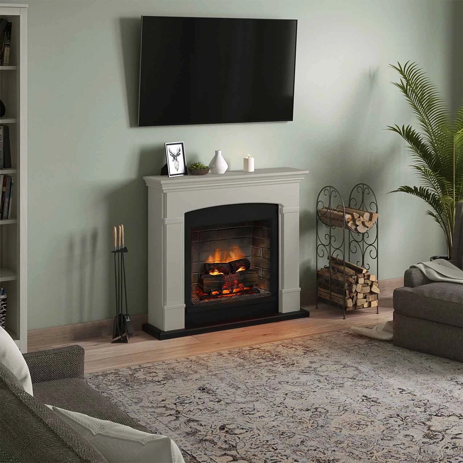 Helmi Electric Fireplace - Beige