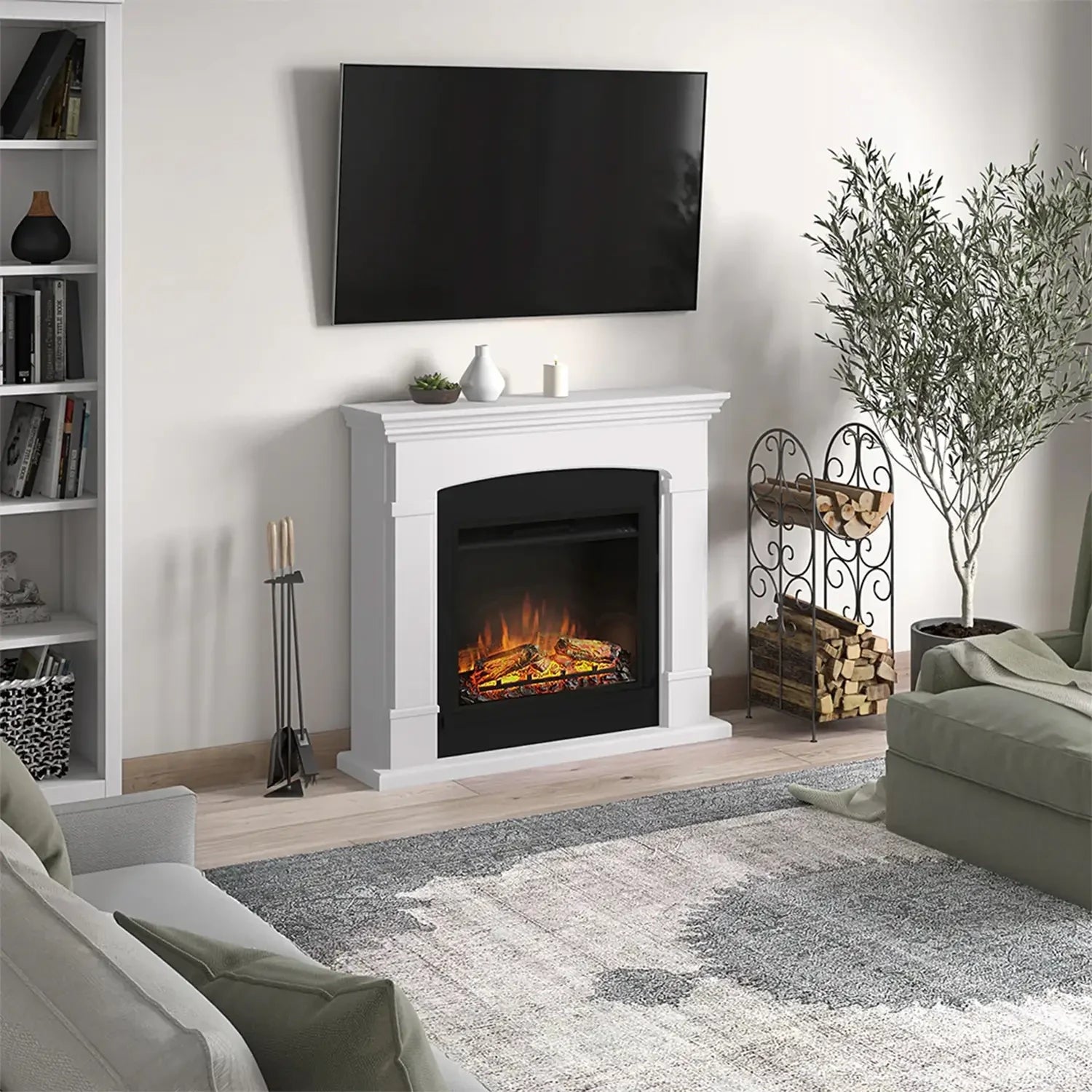 Helmi Electric Fireplace - White