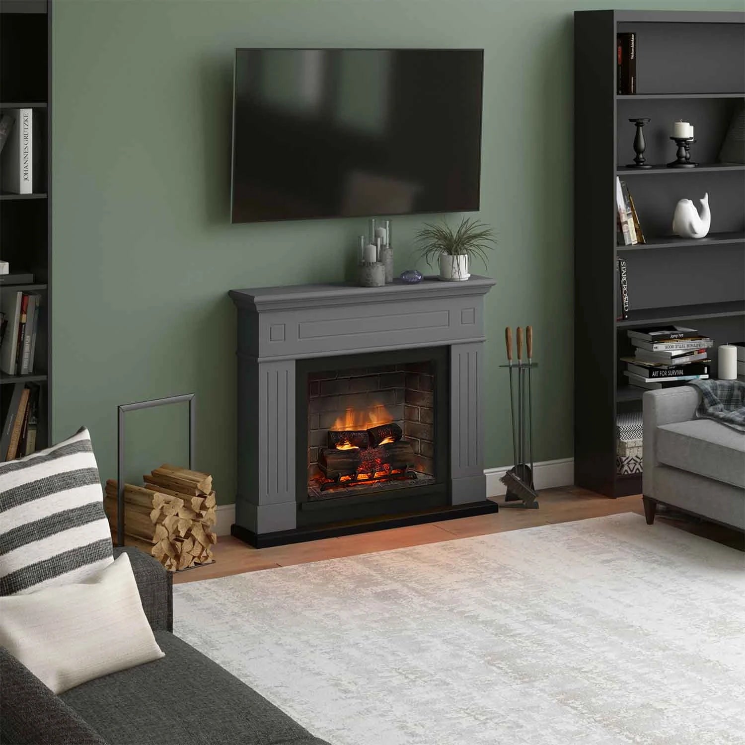 Larsen Electric Fireplace - Grey