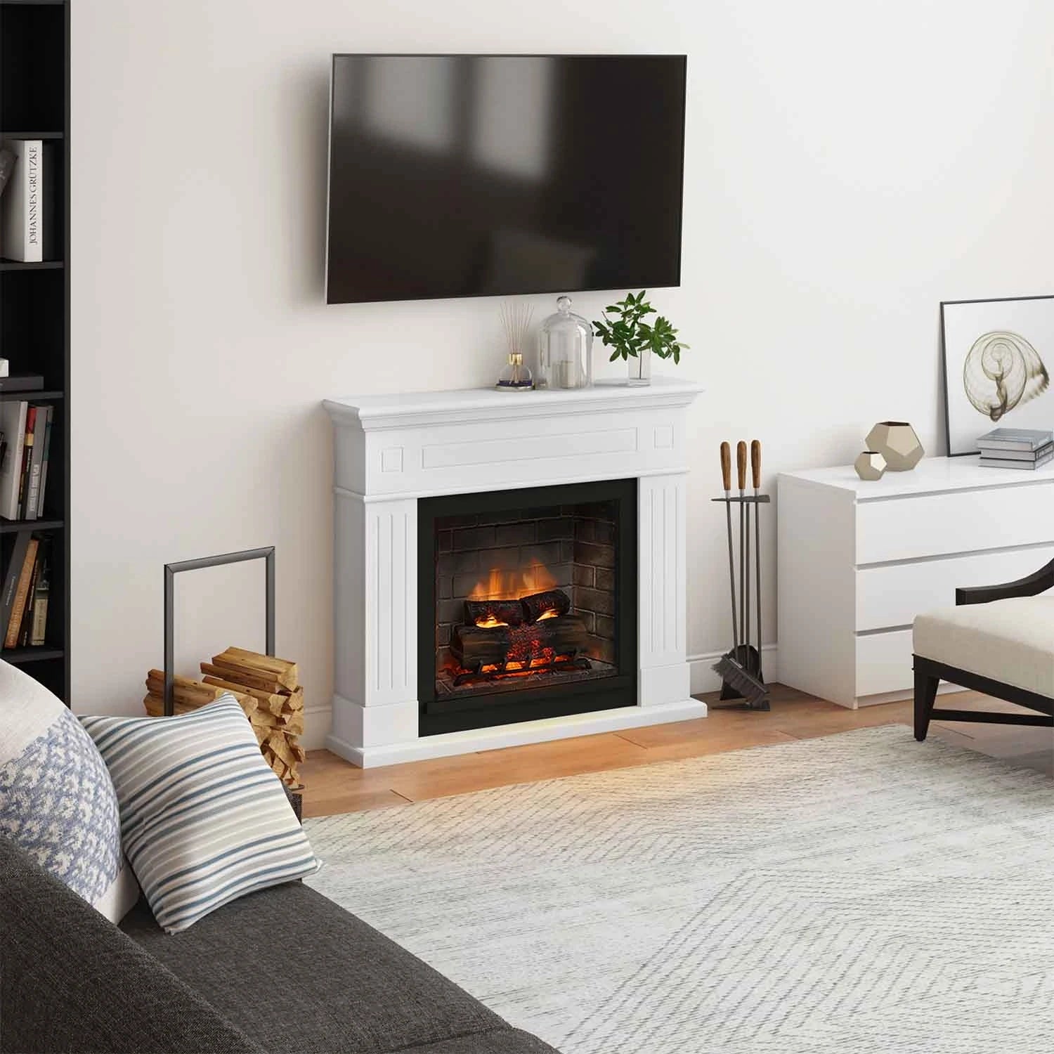 Larsen Electric Fireplace - White