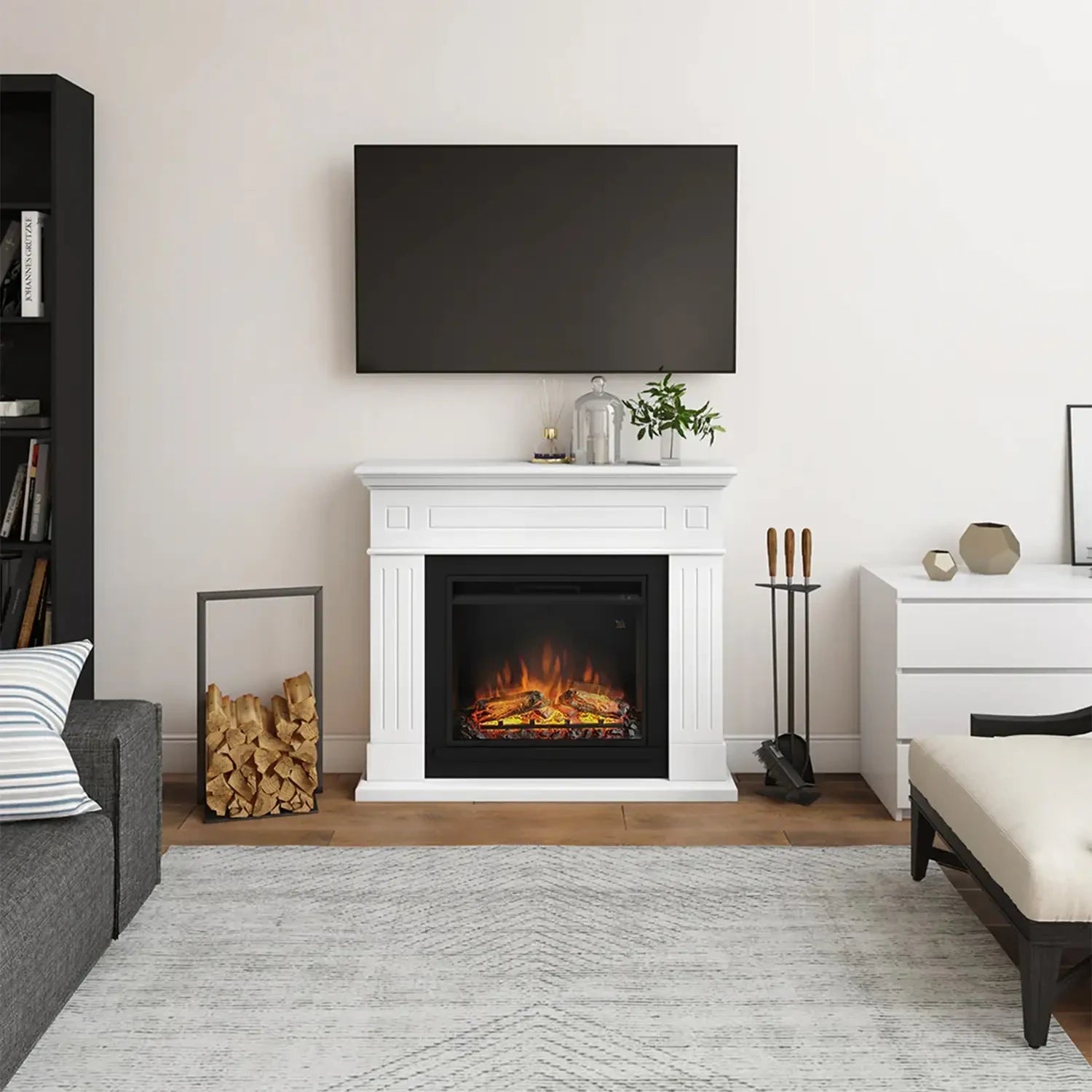 Larsen Electric Fireplace - White