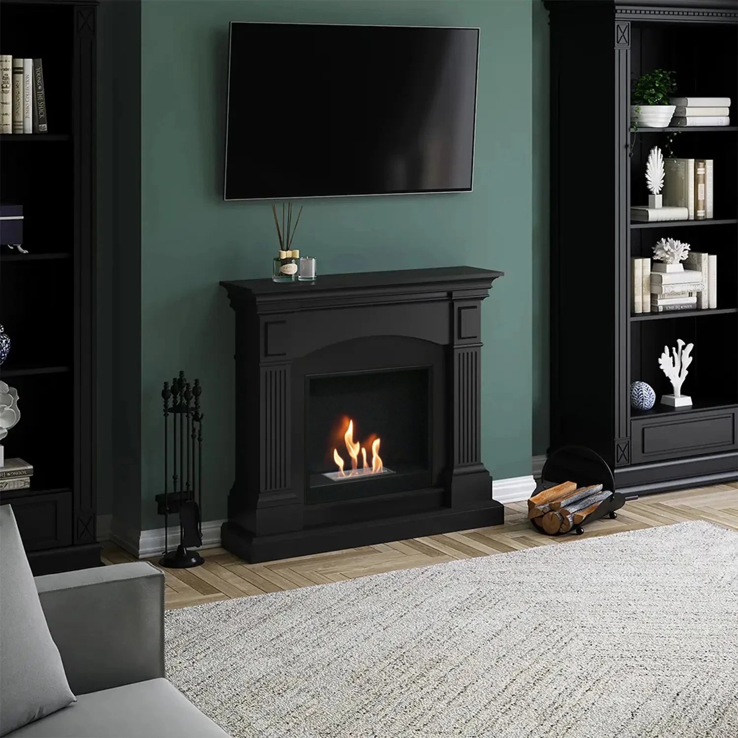 Magna black bioethanol fireplace in elegant black design for modern interior design