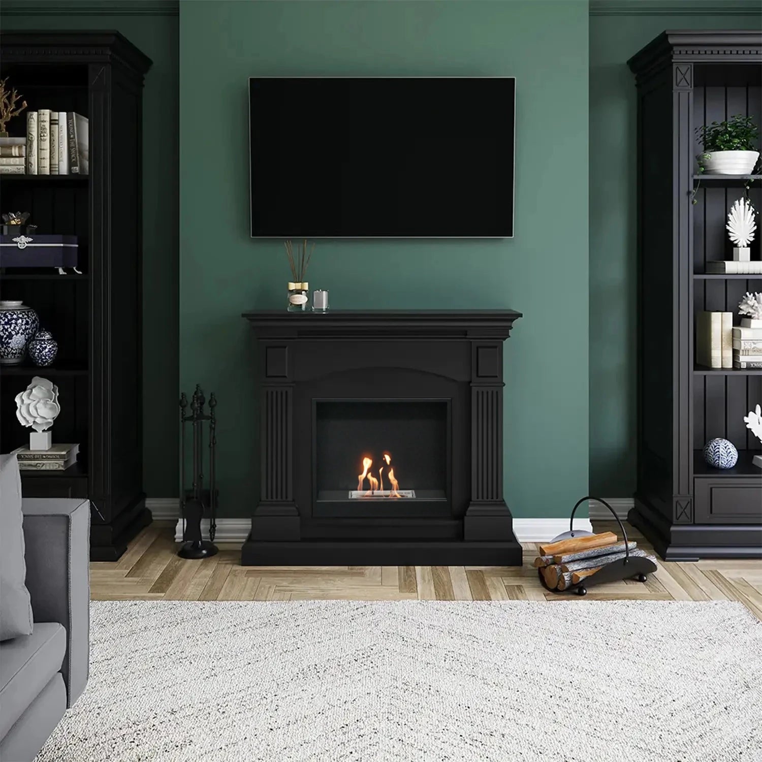 Magna black bioethanol fireplace in elegant black design for modern interior design